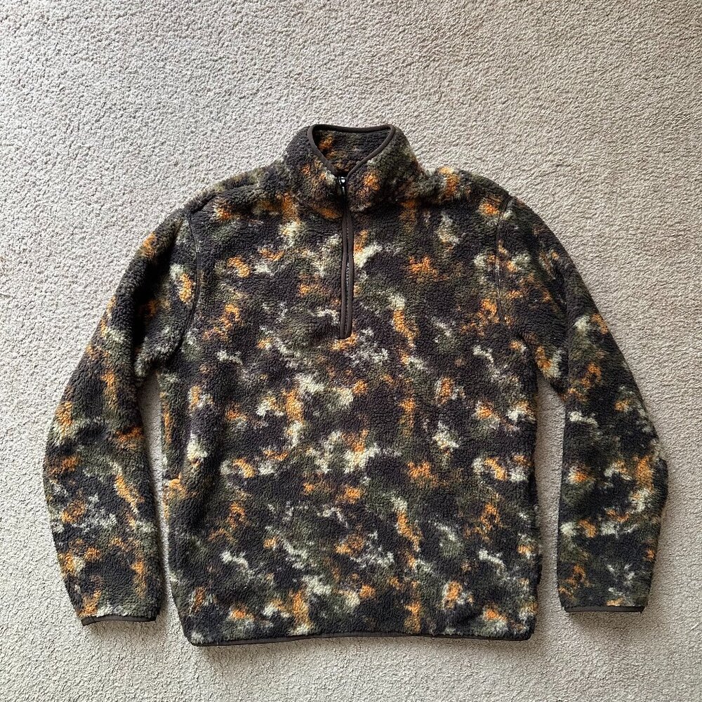 Old Navy Sweater Mens Medium 1/4 Zip Mock Neck High Deep Pile Fleece Pockets